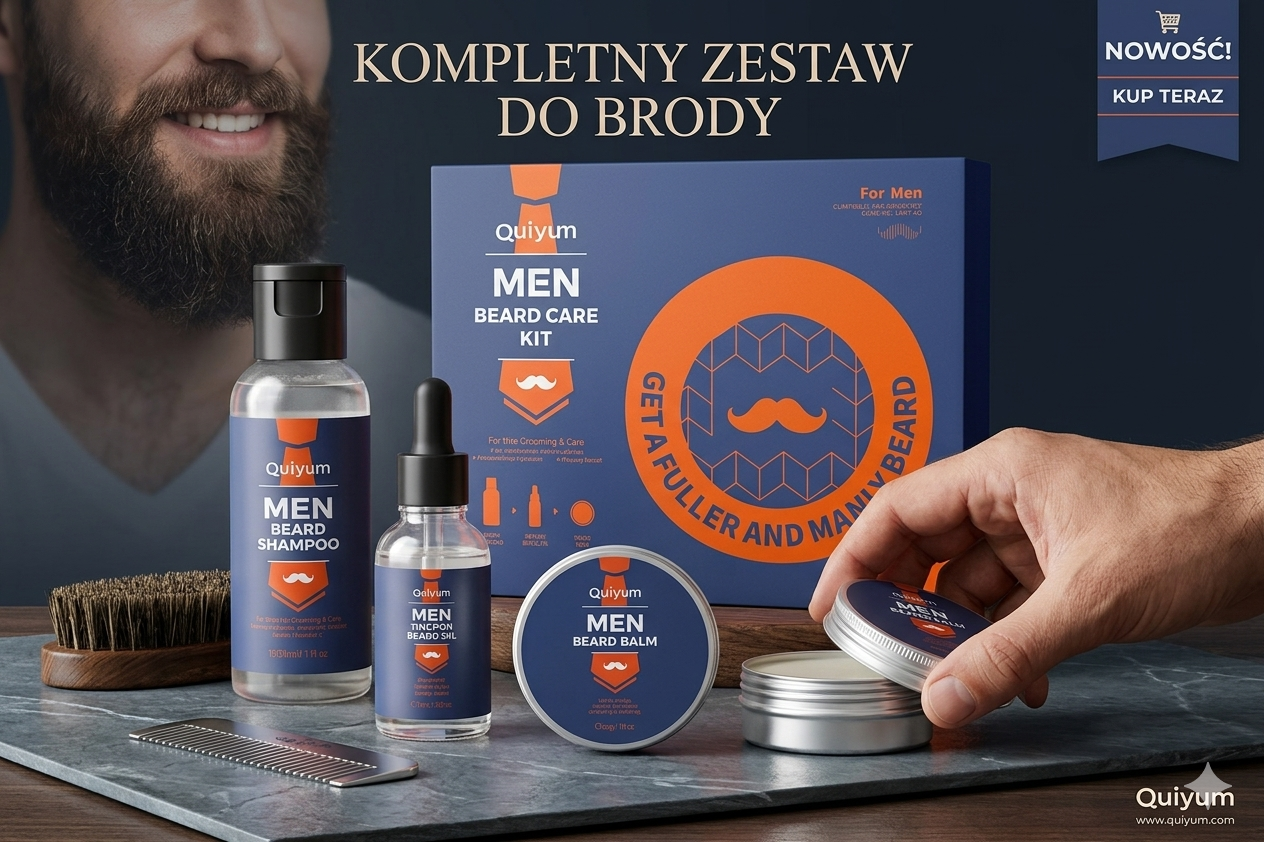 Zestaw do Pielęgnacji Brody QUIYUM | Szampon · Olejek · Krem – 3 elementy
